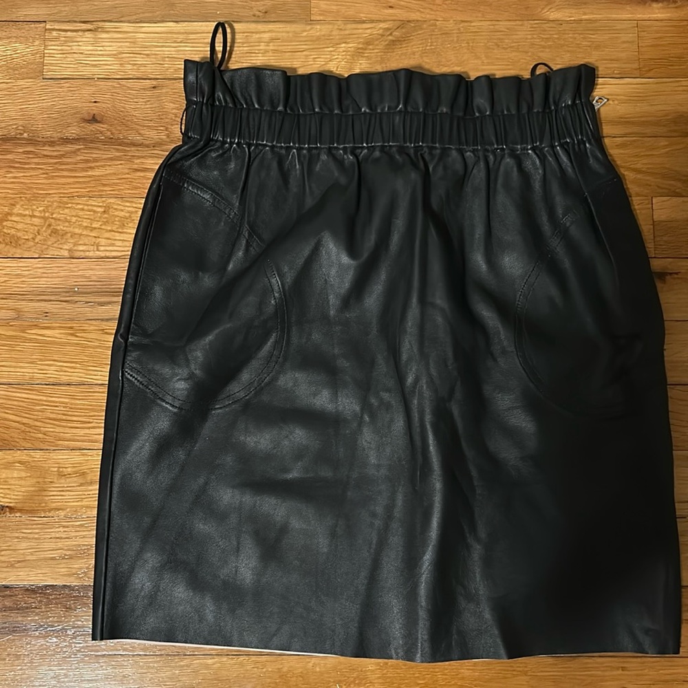 Adam Lippes Black Leather Skirt